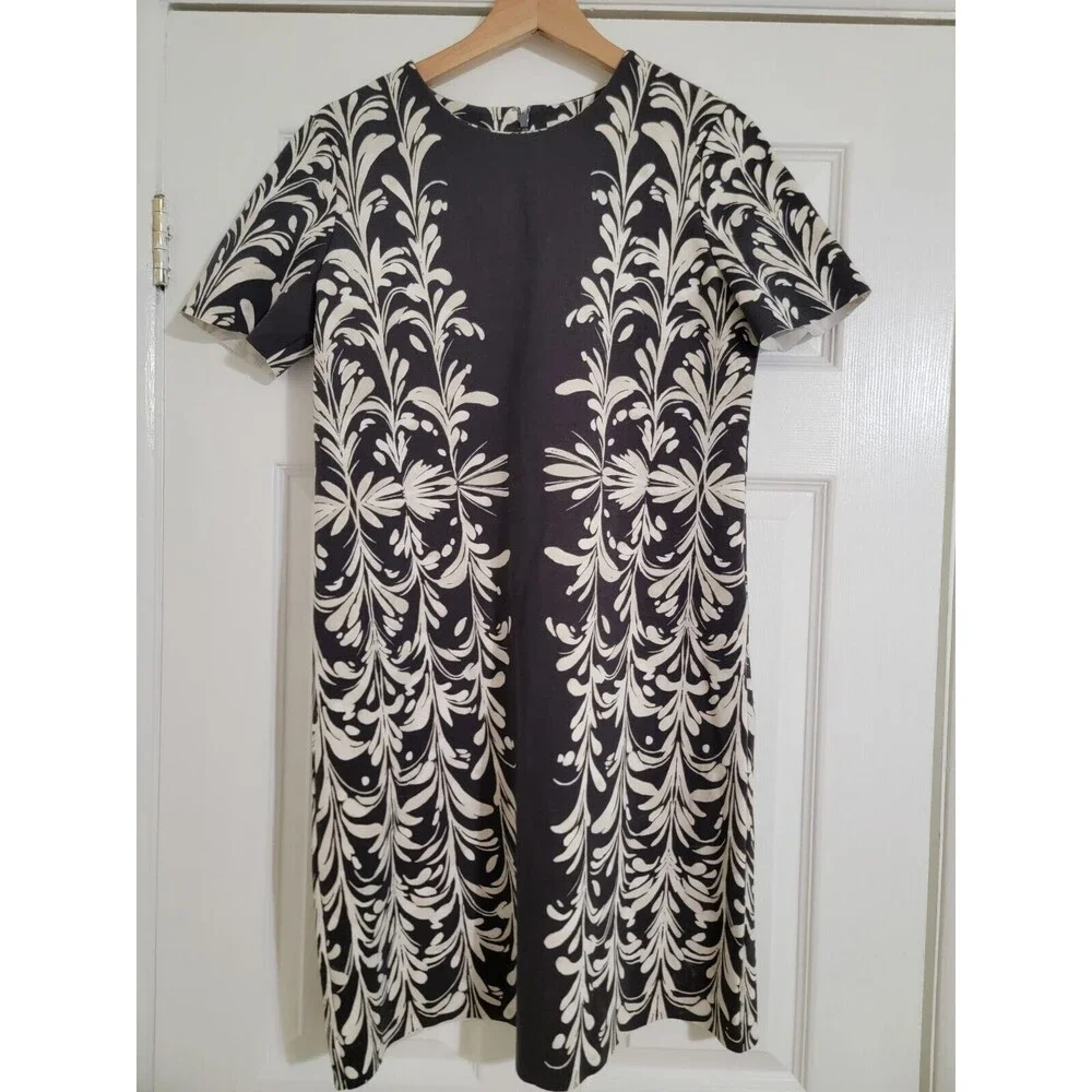 Tory Burch Brushstroke‎ Symphony Mini Gray and Cream shift dress Size M